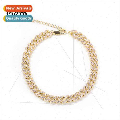 Europe new diamonds Cuban chain anklet female niche sense go