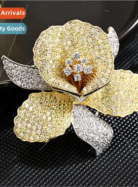 Korea atmosphere fashion corsage color zirconia orchid brooc