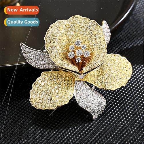 Korea atmosphere fashion corsage color zirconia orchid brooc