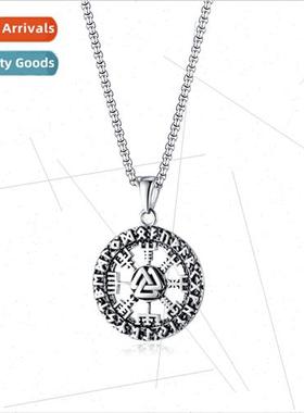 Vintage Viking Odin Triangle Pendant Tanium Steel Hollowed O