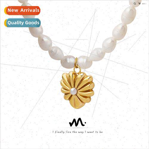 Natural baroque peach heart necklace women French ins tide n