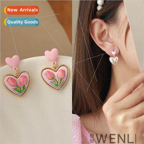 New Korea niche earrings spring retro love earrings sense ea
