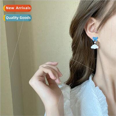 Korea country bear earrings cute cartoon clouds earrings asy