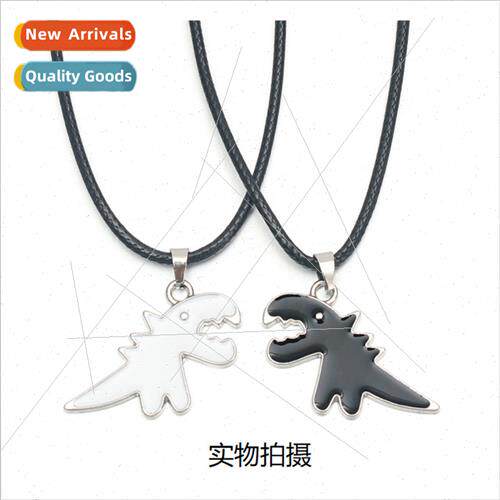 2023 Europe new alloy black whe dinosaur pendant couple neck