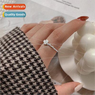 rose open ring female sweet flower index finger ring niche