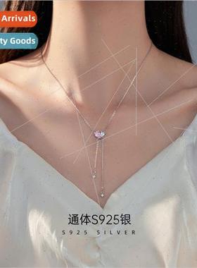 S925 silver simple love heart necklace female niche ins tass