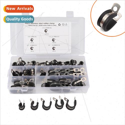 304 Adhesive tape clamp 50pcs steel pipe cable pipe clamp 5