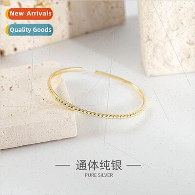 S925 silver Europe vintage simple gold Roman beads decorated