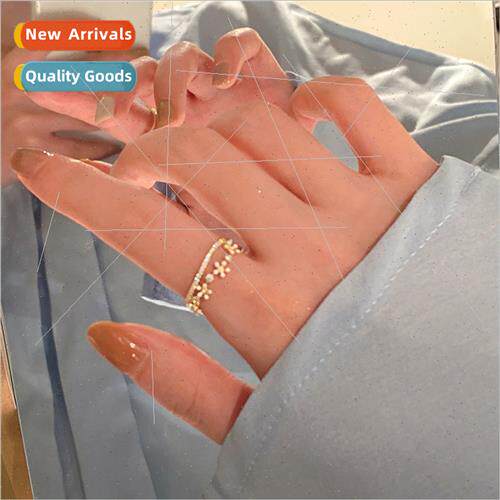 ins tide Korea sweet double layer flower micro-setting ring