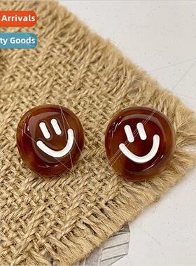 Korea fall winter tortoiseshell brown smiley acetic acid ear