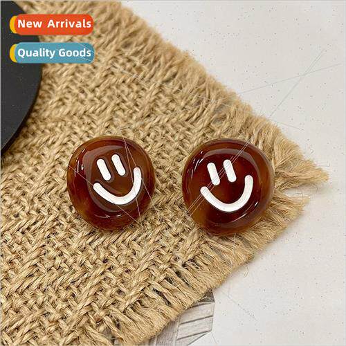 Korea fall winter tortoiseshell brown smiley acetic acid ear