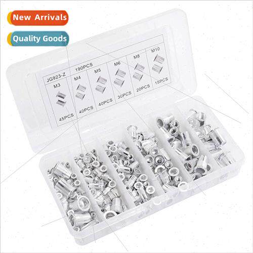 190pcs Set Aluminum Rivet Nuts lver Aluminum Set Flat Head R