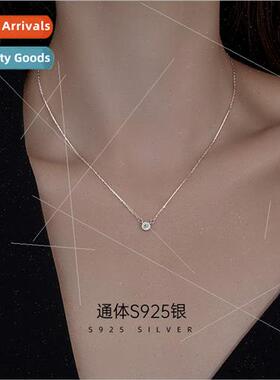 S925 silver plated single diamond necklace female Japan simp
