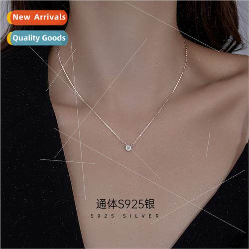 S925 silver plated single diamond necklace female Japan simp