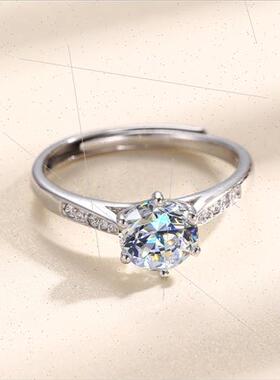 Six claw set one carat moissanite silver ring niche 2023适用