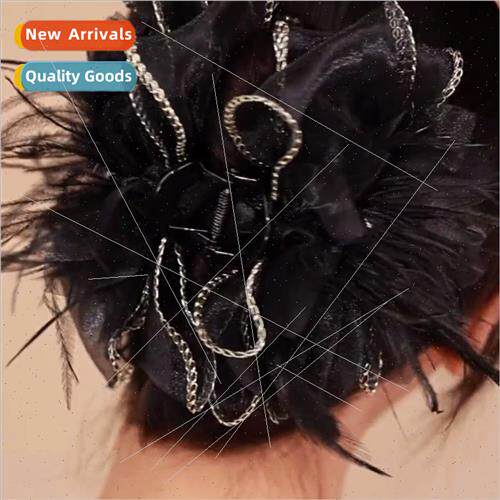 Flower feather grab clip hair volume increase bow hair clip