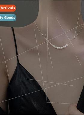 Pearl necklace female ins niche retro silver new simple hund