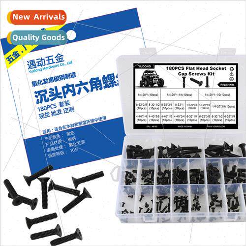 180pcs-18 socket head cap screws blackened flat head screws