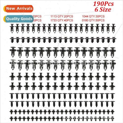 190PCS Car Snap Clips 6 Kinds Set Plastic Rivet Pocket Unive