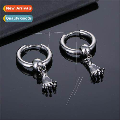 Korearetro tanium steel earrings earrings ear buckle hip-hop