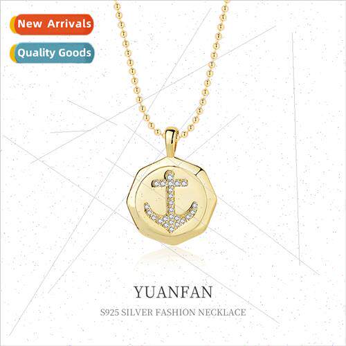 925 silver Anchor Necklace Women che Europe Zirconia Collarb