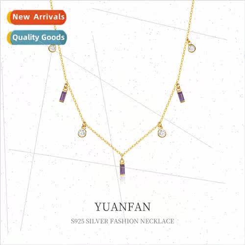 S925 silver geometric small square necklace female Europe in