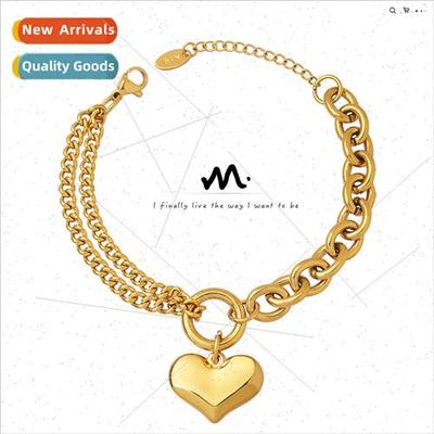 Eurogrip HJewelry Cuban Chain Spliced Chain Heart Bracelet T