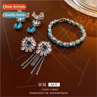 lver Pin Zirconia Bow Drop Earrings French Earrings Fashion