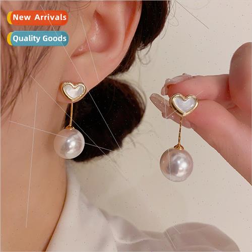 Korea sweet love heart two wear pearl earrings fashion earri