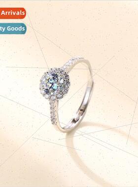 D color moissane ring women niche gift girlfriend open silve