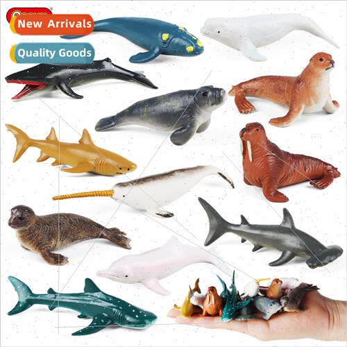Children solid model toys set mini sea lion blue whale hamme
