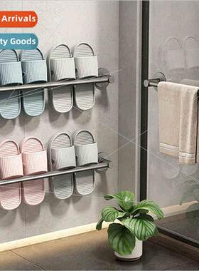 Bathroom slipper rack wall-mounted draining rack whout punch