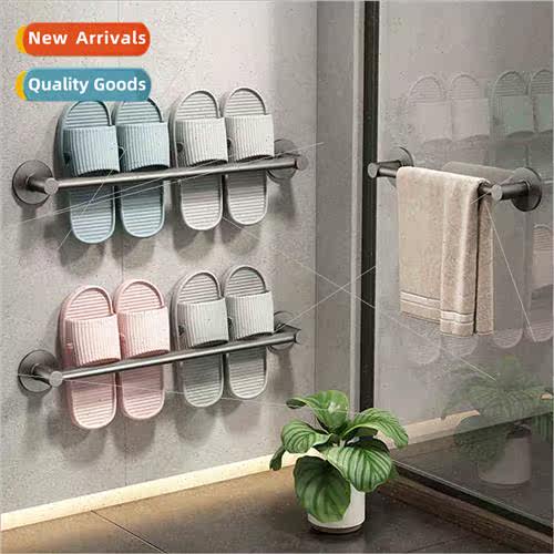 Bathroom slipper rack wall-mounted draining rack whout punch