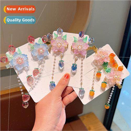 Girls ancient butterfly ribbon hair clips Tang costume Hanfu