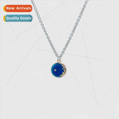 Drip Blue Cosmic Starry Ocean Couple Necklace适用Men Women P