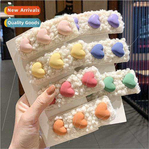 Cute lamb wool love bye bye clip Korea plush clip girl hair