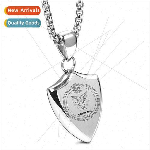 mple Retro Triangle Shield 12 Zodiac gns Tanium Steel Pendan