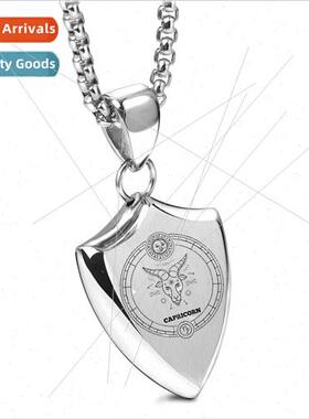 mple Retro Triangle Shield 12 Zodiac gns Tanium Steel Pendan