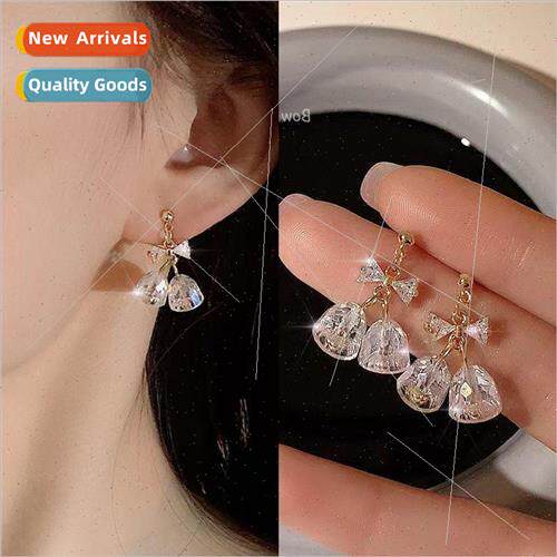 2022 Super Shiny Crystal Bell Earrings Female Bow Earrings S