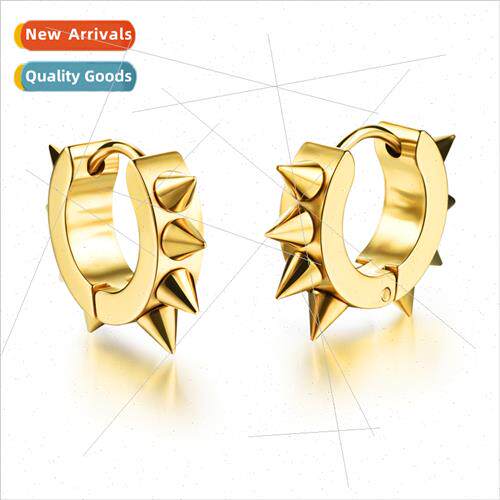 Tanium steel men punk pointed head willow nail earrings ear