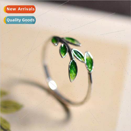 green leaf ring women antique nostalgic retro arts crafts dr