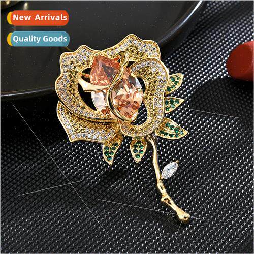 high-end new rose flower brooch elegant versatile women pins