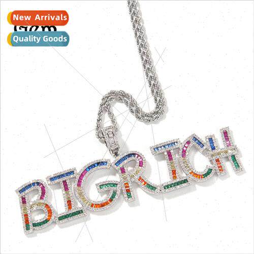 Europe INS new colorful square zirconia letter pendant neckl