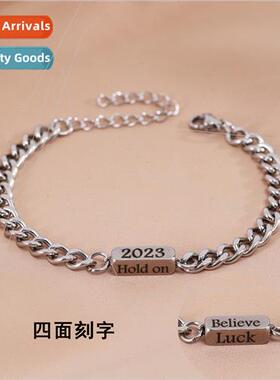 Europe stainless steel Inspirational Faith Engraved Bracelet