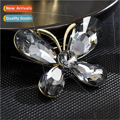 Insects animals black gray crystal butterfly brooch women co