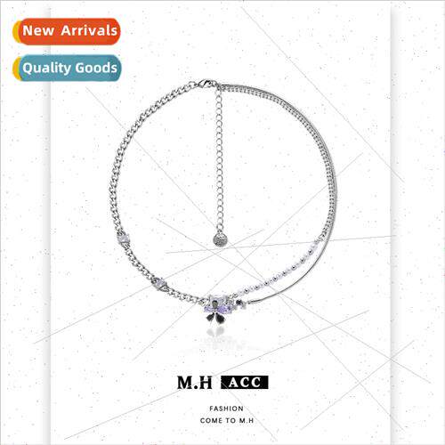 Purple Zirconia Flower Pearl Splicing Necklace Women Premium