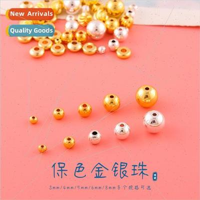 Color preservation gold silver round beads fashion gold silv