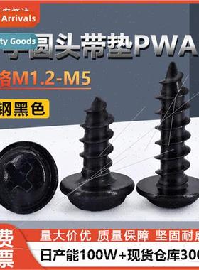 PWA round head screws wh washers M1.2-M5 black pan head Phil