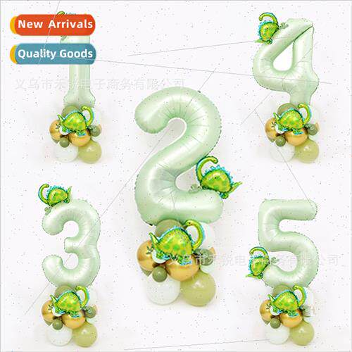 40 inch olive green large number riser balloon birthday dino