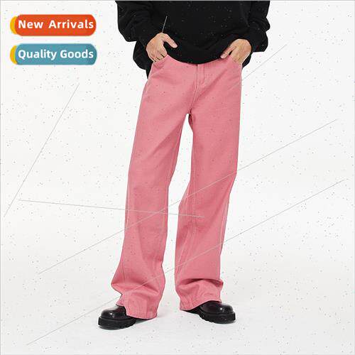 2023 Dopamine straight loose washed dad pants cubic cut rasp
